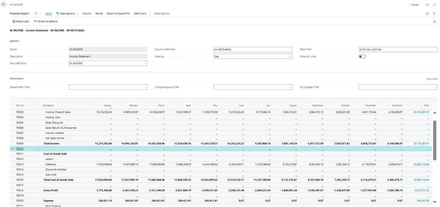 Income Statement using Comparison Period Formula