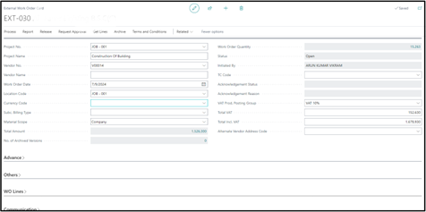 Preview of external work order