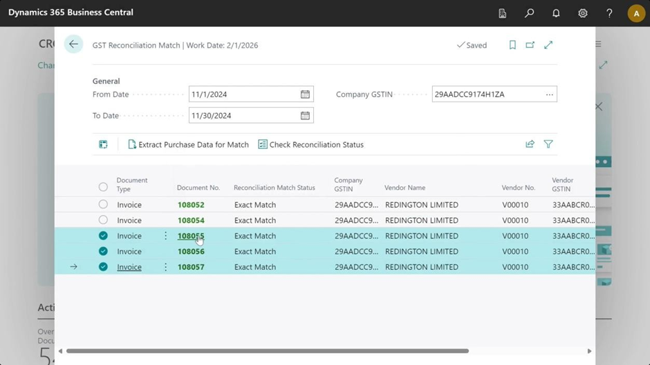 Intelligent Recommendations - Reconciliation Match Status