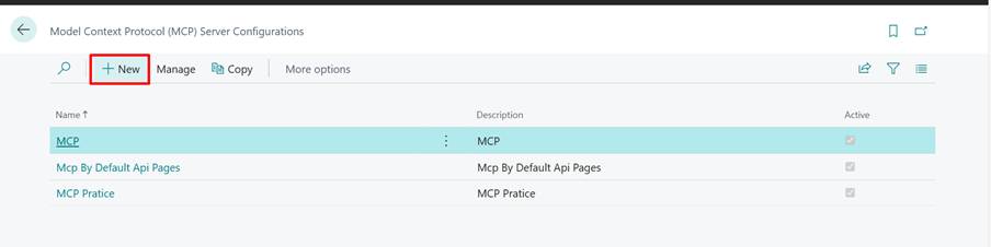 MCP configuration screen in Microsoft Dynamics 365 Business Central 27 showing setup options and permissions